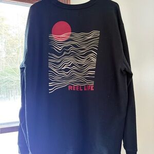 Reel Life Graphic Sweatshirt | Coastal Wave Design | Size L